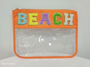 Bolsa de Cosméticos Transparente OEM con la Letra 'Mama', Parche de Playa, Monograma, Bolsa de Viaje Impermeable de PVC Transparente con Cierre de Cremallera y Nylon - Product Image 5