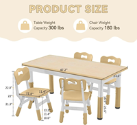 Ensemble Table et Chaises d'Étude pour Enfants, Table et Chaises en Plastique pour Tout-Petits Réglables en Hauteur, Mobilier de Crèche avec Plateau à Dessin pour Enfants