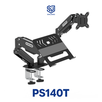 Support de moniteur double rotatif à 360 degrés universel pour usine, support de bureau de haute qualité personnalisé avec plateau pour ordinateur portable