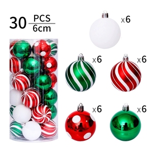 Adornos navideños Bolas de plástico cromadas de 6cm con diseños pintados Decoraciones colgantes para juego de adornos de árbol de Navidad - Product Image 4