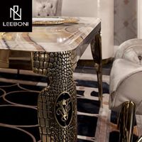 Table à manger au design unique, moderne et luxueuse, avec pieds en acier inoxydable et plateau en marbre artificiel, ensemble de table à manger pour salle à manger