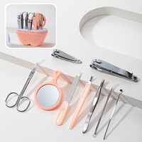 LMLTOP Ensemble de manucure et pédicure en forme de pomme 9 pièces F0130 Logo personnalisé Voyage Coupe-ongles Lime Ciseaux à cuticules