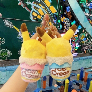 Porte-clés en peluche doux Pekachu à oreilles de 12 cm (4 pouces) style crème glacée, idéal pour l'été, vente en gros pour distributeurs automatiques de jouets <span class=keywords><strong>Pokémon</strong></span> - Product Image 2