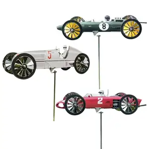 Creatief Ornament Outdoor Metalen Tuin Pinwheel Tuin Decoratie Auto Racer Windmolen Windwijzer