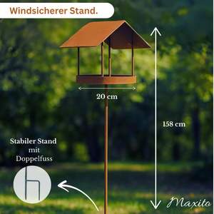 JH-Mech-Mangeoire à trémie à double face de construction durable pour jardin Mangeoire à oiseaux anti-écureuil en acier corten Mangeoire à oiseaux suspendue - Product Image 2
