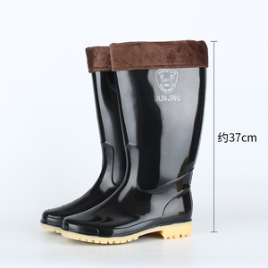 Botas de Lluvia Acolchadas de Algodón para Invierno, Negras, Tacón Bajo, Unisex, con Forro Cálido Extraíble y Suela Antideslizante - Product Image 3