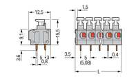 Bloque de Terminales WAGO 235-402/331-000 250V para Montaje en Riel DIN-35, Tipo PCB, con Botón Pulsador, Espaciado de Pines de 1.5mm/5/5.08mm, 2 Polos, Tipo CAGEs CLAMPs, 17.5A