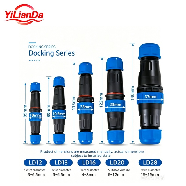 SD28 XLR Aviation Connector IP68 Waterproof Screwless 2-Pin Plug Copper Contacts PC Housing Outdoor Power 5A/25A 250V/380V