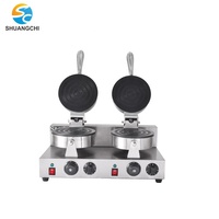 Machine à cornets de crème glacée électrique commerciale en promotion, petit gaufrier double plaque SC pour snacks, 220V, état neuf