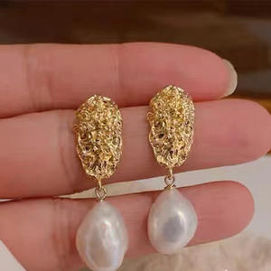 Pendientes de Plata de Ley S925 con Perlas DIY, Estilo Barroco, con Cuentas Redondas de 8-15 mm, Modelo 21335 - Product Image 1