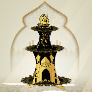 DAMAI Nouveauté : Supports à gâteaux décoratifs en papier pour le Festival de la Lune, Scène de château pour table de desserts, Décoration pour la fête du Ramadan - Product Image 1