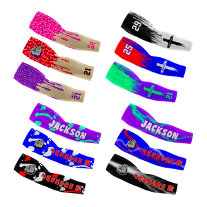 Manchons de bras sportifs personnalisés pour hommes, motif crème glacée éclaboussée, manchons de bras croisés pour le baseball, manchons de bras personnalisés pour le basketball pour enfants - Product Image 1