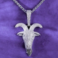 Pendentif Tête de Chèvre pour Homme en Argent Sterling 925, Moissanite Couleur D, Certifié GRA, Testeur de Diamant, Style Hip Hop Iced Out