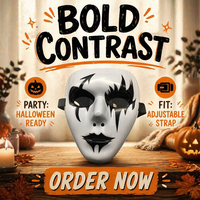 Masque de fête pour adulte Ghostface en plastique pour Halloween et remise de diplôme - Design amusant