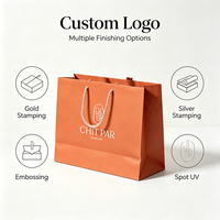 Bolsa de Regalo de Papel Rojo Reciclable de Lujo Personalizable con Logotipo, Bolsas Impresas Resistentes para Compras en Tiendas y para Clientes con Asas