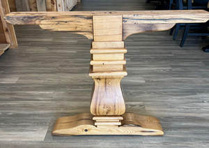 Mesa de comedor de madera maciza de fresno con base de caballete de Fresno Mesa rústica de granja Pedestal Pata de mesa de comedor de madera de fresno - Product Image 3