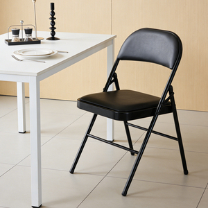 Chaise pliante moderne en métal <span class=keywords><strong>noir</strong></span> pour école, restaurant, villa, cour, bureau, chaise pliante en cuir - Product Image 5