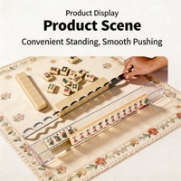 Support de Mahjong Américain Transparent Magnétique Pliable en Acrylique de Luxe Moderne 2-en-1 Portable avec Poussoir de Cartes et Calibre 17,5-20 Pouces MU