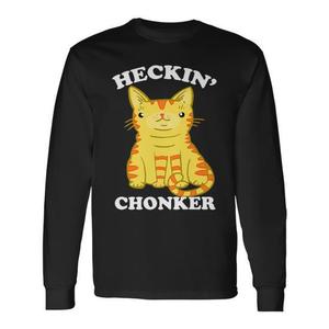 เสื้อยืดแขนยาว Heckin' Chonker พรีเมียม ลายแมวอ้วนสีส้ม ทับบี้ เสื้อยืดโปรโมชั่นสุดเท่ - Product Image 1