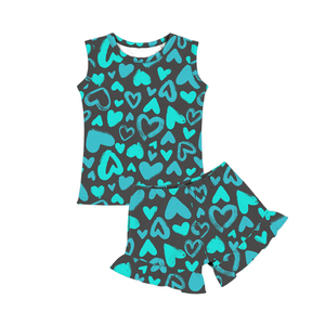 <strong>2026</strong> New Custom Girls <strong>Clothing</strong> Sets Sleeveless Tank <strong>Top</strong> + Shorts Set Heart/Floral Print Customizable Baby Girl Two-piece Outfit - Product Image 5