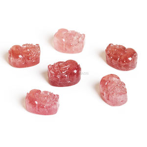 จี้หินธรรมชาติ สตรอเบอร์รี่ควอตซ์ มูนสโตน ปี่เซียะ รูปโบว์ สำหรับทำเครื่องประดับแฮนด์เมด แนวทหารผู้กล้าหาญ - Product Image 6