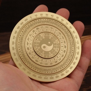 Brass Bagua Compass Geometry Design 5.8cm 7.8cm Rotatable Metal Craft Office Ornament Fidget Spinner Unisex Toy - Product Image 4