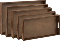 Plateau de service en MDF peint haute résistance, ensemble d'une seule pièce avec forme personnalisée, table basse avec poignées découpées pour les collations, mini-bars