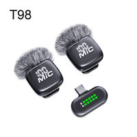 Microphone Lavalier Sans Fil T98 pour iPhone/Android/USB-C, Mini Microphone avec Réduction du Bruit, Connecteur Type C pour Vidéo Vlog