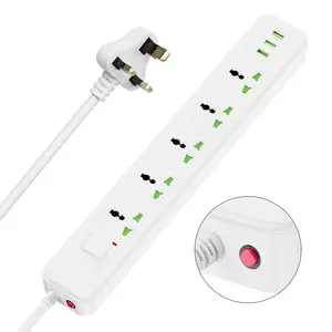 US UK EU Universal power strip Multi Plug travel power Extension Board With 3 USB Port output socket