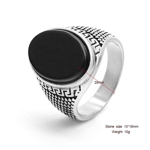Wholesale 2022 New Design Fashion 316L Stainless Steel Dainty Gem <strong>Ring</strong> Natural <strong>Black</strong> Onyx <strong>Ring</strong> Agate Stone <strong>Ring</strong> for Men - Product Image 3