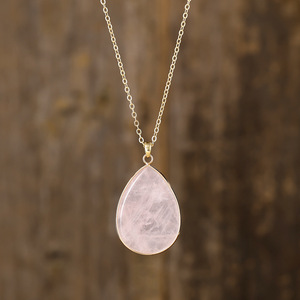 Pendentif en pierre naturelle en forme de larme, collier plaqué or, bijoux fins unisexes à porter au quotidien - Product Image 2