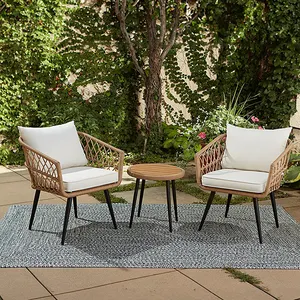 Werks bedarf E-Commerce heißer Verkauf PE Rattan Stuhl und Tisch 3 Sätze Hinterhof Terrasse Garten Set Outdoor Bistro Set