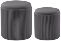 Hanyee Lot de 2 tabourets pouf de rangement ronds en velours blanc pour le salon tabouret de coiffeuse tabouret de table mobilier de maison moderne