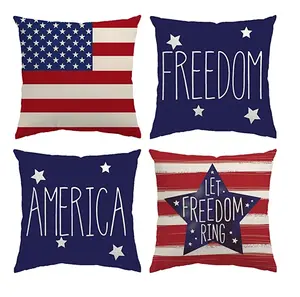 베개 커버 홈 데코 럭셔리, 장식 베개 커버 독립 기념일 미국 국기 별 및 줄무늬 애국 던지기 베개