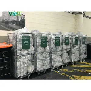 Transport storage 4 sides metal zinc galvanized wire mesh laundry trolley