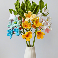 Fleurs de jasmin orange tricotées à la main sur commande pour cadeau de la Saint-Valentin, décoration intérieure de mariage, ornements pour vase.