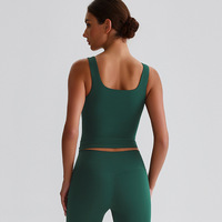 Gilet de Yoga pour femmes décolleté carré U dos Fitness beauté dos débardeur longue fronde coussin de poitrine pour la course à pied sport nu Logo personnalisé