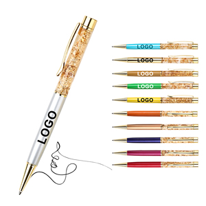 Gold Foil Floating Golden Flakes Rotating Ballpoint <b>Pen</b> With 1.0 mm Writing Custom Logo Printed for Novelty Gifts - Product Image 1