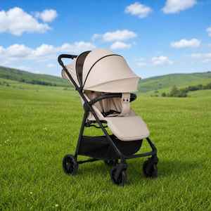 Poussette unisexe pour bébé garçon et fille, couleur crème, avec panneau frontal et barre <span class=keywords><strong>de</strong></span> maintien, <span class=keywords><strong>chariot</strong></span> <span class=keywords><strong>de</strong></span> <span class=keywords><strong>marche</strong></span> pour enfant - Product Image 1