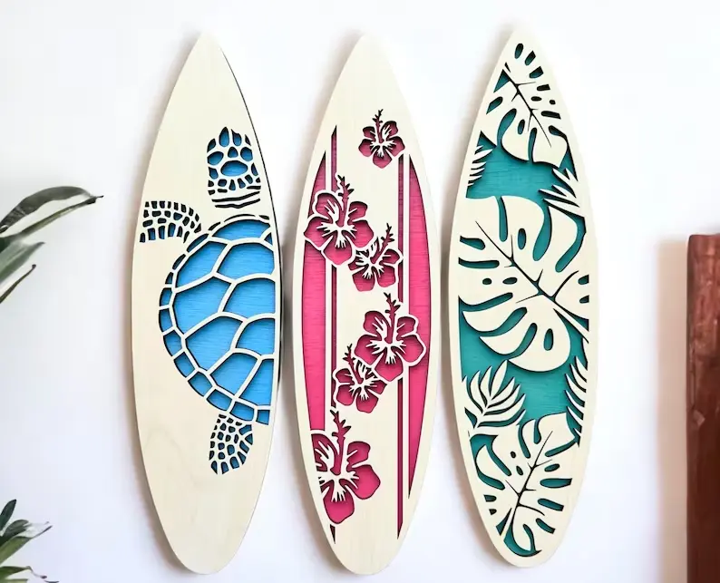 Decoração De Praia Artesanal Prancha De Surf Arte Decoração De Parede Costeira
