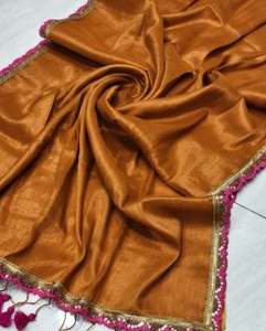 Sari en tissu tissé Akshay Sharma avec chemisier, écologique, séchage rapide, léger, teint uni, robe de mariée pour filles et femmes - Product Image 2