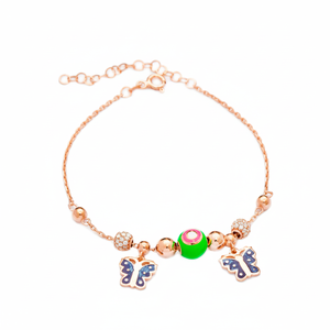 Pulsera con Dijes de Diseño de Mariposa, Esmalte Shaker, Circonita THEIA, Multi-plateada, Estilo Turco Hecho a Mano, Elegante, Plata de Ley 925 - Product Image 2