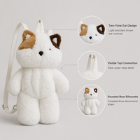 Nouveau design Sac à dos pour enfants en peluche douce, motif chat blanc et gris, avec nœud rose menthe et volants, idéal pour l'école et les voyages, sac cadeau