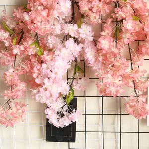 M-CB06批发婚庆浅粉色人造花樱花枝丝白色日本樱花