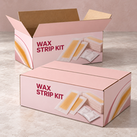 Kotak Karton E Flute Berlapis Cairan, Cetak Warna Kustom, Kemasan Bergelombang untuk Kit Perawatan Rambut Rumahan dengan Strip Penghilang Rambut Pra-Lapis Lilin