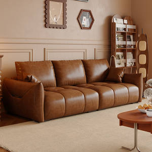 <span class=keywords><strong>โซฟา</strong></span>หนัง PU ลายวินเทจเคลือบแว็กซ์น้ำมัน สไตล์โมเดิร์นมินิมอล แบบกลาง สำหรับห้องนั่งเล่นหรืออพาร์ตเมนต์ 3 ที่นั่ง - Product Image 6