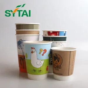 Copos de café compostáveis personalizados, copos de logotipo impressão personalizada 8oz 12oz 14oz 16oz 22oz de papel de vidro para bebida quente