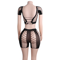 Combinaison de danse exotique, body en dentelle à cristaux, tenue de soirée extensible en deux pièces, performance en club, costume sexy pour adultes, shorts
