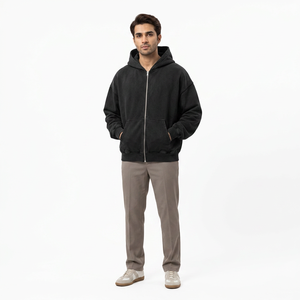 Sweat à capuche surdimensionné pour homme, personnalisé, lourd, entièrement zippé, avec logo brodé en 3D, en coton 100 % respirant et à séchage rapide - Product Image 1