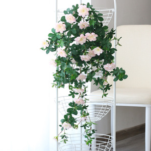 Xin Xinyi Panier mural suspendu pour plantes artificielles, guirlande de fleurs en soie, décoration murale verte, Série Pêche BG-5 - Product Image 2